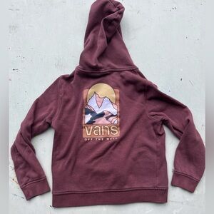 Girl's VANS Off the Wall Hoodie Maroon Spell-Out M Street Skateboard Surf Beach